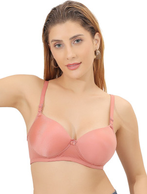 Women Vibes Women Cotton Blend Self-Design Bra for women ( Color : Pink ) ( Size : 36B ) Women Push-up Lightly Padded Bra(Pink)