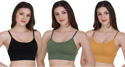 BRANKLY URJA Women Cami Bra Lightly Padded Bra Women Cami Bra Lightly Padded Bra(Black, Green, Gold)