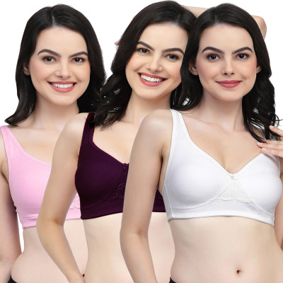COLLEGE GIRL CG1214 Double Layered Women Everyday Non Padded Bra(White, Purple, Pink)