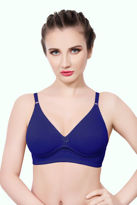 INTIHUG Women's Wireless Seamless Bra Ultra-Soft Push Up Full Coverage Bra Women Everyday Non Padded Bra(Blue)