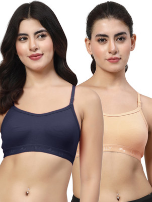 LILY 3321 Women Sports Non Padded Bra(Blue, Orange)