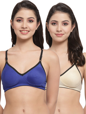 Docare M2Mino Women T-Shirt Non Padded Bra(Dark Blue, Beige)