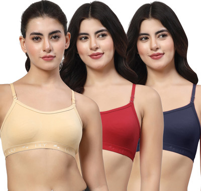 LILY 3321Mino Women Sports Non Padded Bra(Beige, Maroon, Dark Blue)