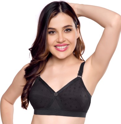 Trylo KCH CHIKAN BRA-34-BLACK-C-CUP Women Full Coverage Non Padded Bra(Black)