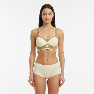 Silver Luna Women's thread brassiere pad solid U back tank top wrapped chest Bra Women T-Shirt Lightly Padded Bra(Brown, Beige)