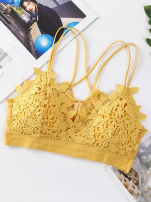 Styledose Women Bralette Lightly Padded Bra(Yellow)