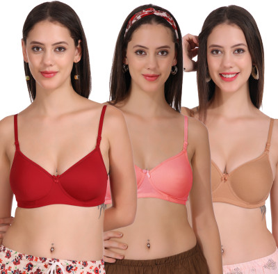 FigureFit SoftPad Women T-Shirt Lightly Padded Bra(Maroon, Red, Brown)