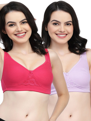 COLLEGE GIRL CG1214 Double Layered Women T-Shirt Non Padded Bra(Pink, Purple)