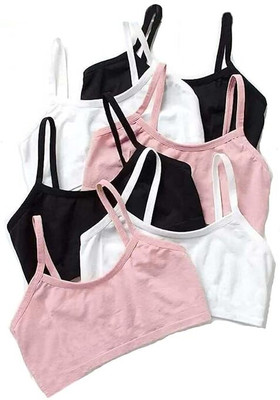 Texelllo Pack of 5 Girls Everyday Non Padded Cotton beginner Bra (Multicolor) Girls Training/Beginners Non Padded Bra(White, Silver, Beige)
