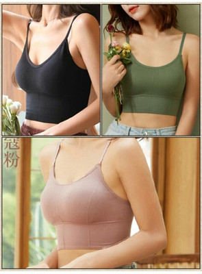 TIARA LEGGINGS Women Cami Bra Lightly Padded Bra 646 Women Cami Bra Lightly Padded Bra(Black, Green, Brown)