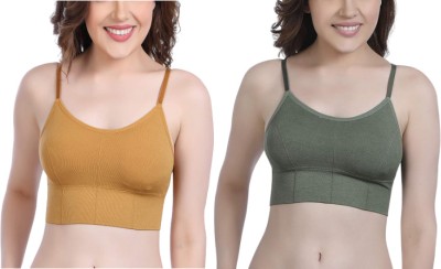 DARSHANAM WORLD Women Everyday Lightly Padded Bra(Yellow, Green)