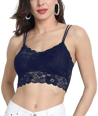 ATIMUNA Women Bralette Lightly Padded Bra(Blue)