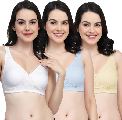 COLLEGE GIRL CG1214Mino Women Minimizer Non Padded Bra(White, Light Blue, Beige)