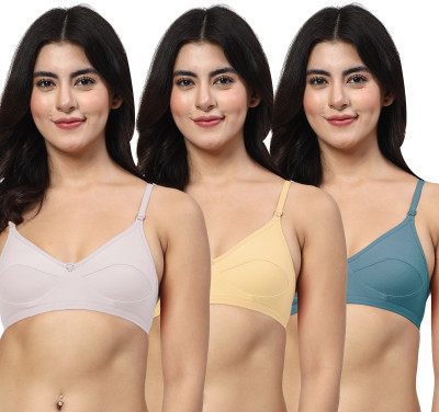 LILY anpas Women Everyday Non Padded Bra(White, Beige, Blue)