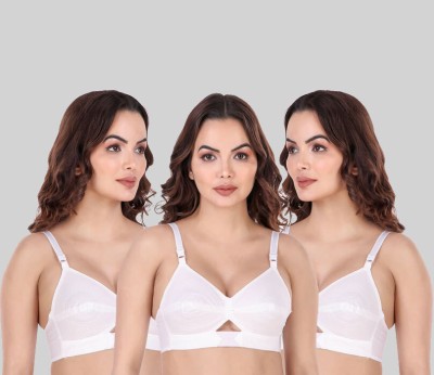 ASHMIRAS combo of 3 Women T-Shirt Non Padded Bra(White)