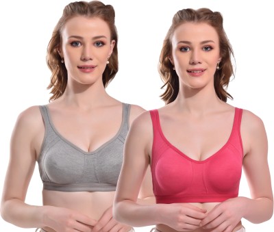 Viral Girl NA Women Sports Non Padded Bra(Grey, Pink)