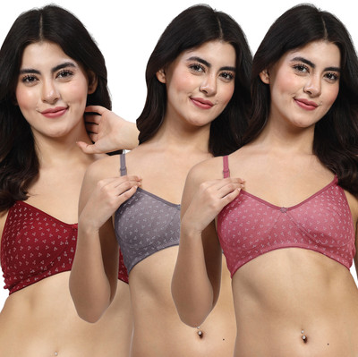LILY itidaMino Women T-Shirt Non Padded Bra(Purple, Grey, Maroon)