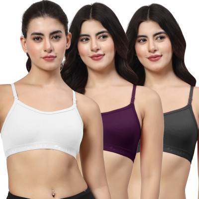 LILY 3321 Women Sports Non Padded Bra(White, Purple, Black)