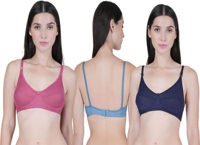 CURVZEX Women Push-up Non Padded Bra(Pink, Light Blue, Dark Blue)
