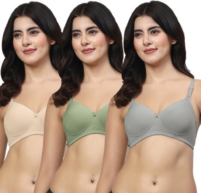 LILY Dapyklis Women T-Shirt Lightly Padded Bra(Beige, Green, Grey)