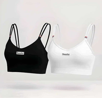 SMVARIYA Women Everyday Lightly Padded Bra(Black, White)