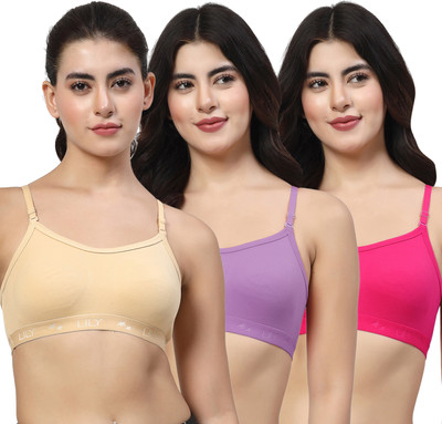LILY 3321Mino Women Sports Non Padded Bra(Beige, Purple, Pink)