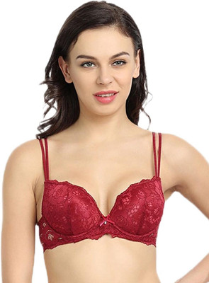 RAHA S.G Women T-Shirt Lightly Padded Bra(Maroon)