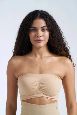 MUNNS & MARS Women's Seamless Non-Padded Tube Bra With Adjustable Transparent Tube Bra Women Bandeau/Tube Non Padded Bra(Beige)