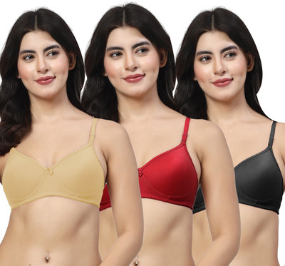 LILY maofcigam Women Full Coverage Heavily Padded Bra(Beige, Maroon, Black)