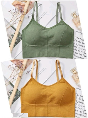 Hirrnik Women Everyday Lightly Padded Bra(Yellow, Green)