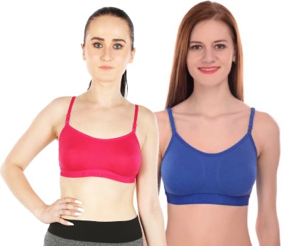 DRAXSTAR Women Sports Non Padded Bra(Blue, Pink)