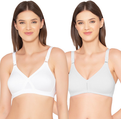 Groversons Paris Beauty Non-padded Combo Bra Women Full Coverage Non Padded Bra(White)
