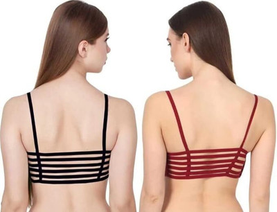 SBE Wire Padded Bra with 6 Straps | Durable, Stylish & Supportive Women Everyday Lightly Padded Bra(Black, Maroon)