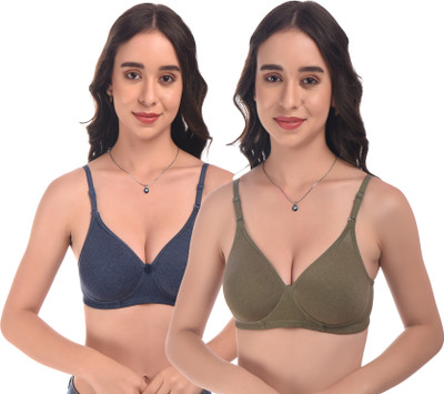 elina Women Push-up Lightly Padded Bra(Green, Dark Green)