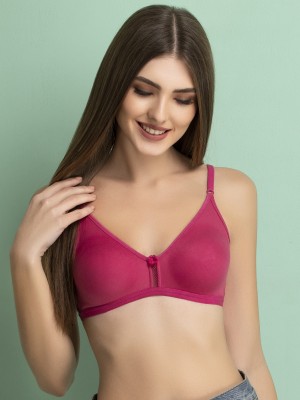 Clovia Cotton Rich Non-Padded Non-Wired T-Shirt Bra Women Full Coverage Non Padded Bra(Pink)