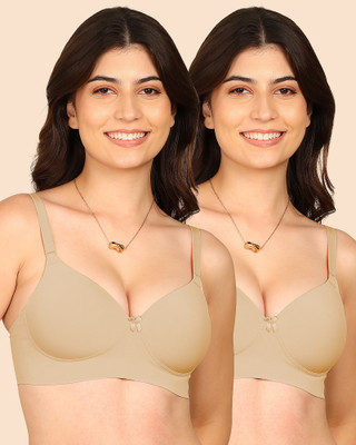 KOMLI Komli Bonded Polyamide Full Coverage Padded Bra Women T-Shirt Lightly Padded Bra(Beige)