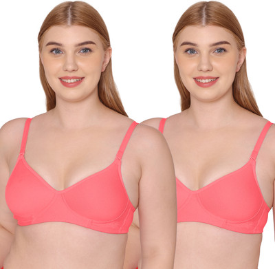 KOMLI Komli Seamless Medium Padded Full Coverage Cotton Rich Padded Bra Women T-Shirt Lightly Padded Bra(Orange)