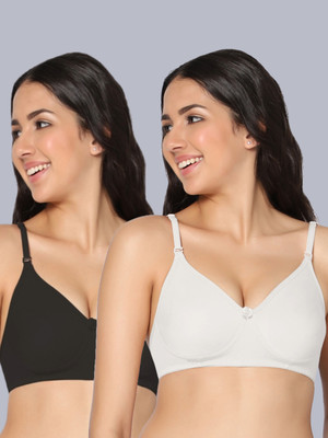 Eden EDEN01BLACKWHITE Women T-Shirt Non Padded Bra(Black, White)