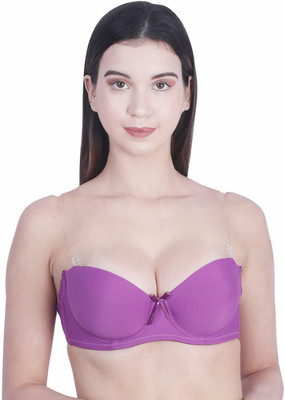 Pink PixiesCreation Transparent Strap Backless Pushup Bra Women Push-up Lightly Padded Bra(Multicolor)