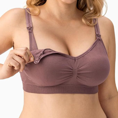 Wave Fashion Seamless Nursing Bra Women Sports Lightly Padded Bra(Brown)