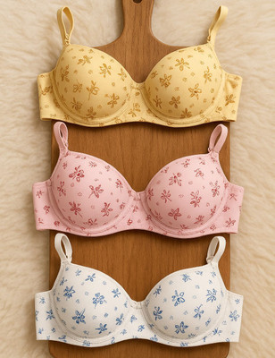 15 PLUS Kaliprint Women T-Shirt Lightly Padded Bra(Multicolor)