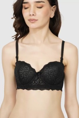 Newba Lace bra Women Push-up Heavily Padded Bra(Black)