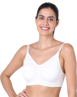 MOTHERLY Breastfeeding Nursing Bras for Women with Removable Pads Women Maternity/Nursing Lightly Padded Bra(White)
