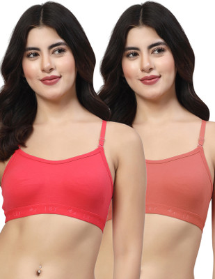 LILY 3321Mino Women Sports Non Padded Bra(Red, Pink)