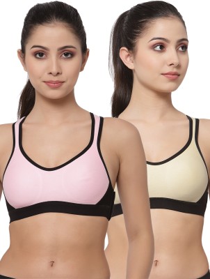 COLLEGE GIRL SB70 Side Closure Women Sports Non Padded Bra(Pink, Beige)