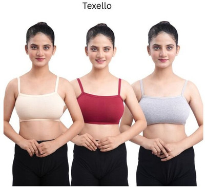 texello Girls Training/Beginners Non Padded Bra(Red, Grey, Maroon)