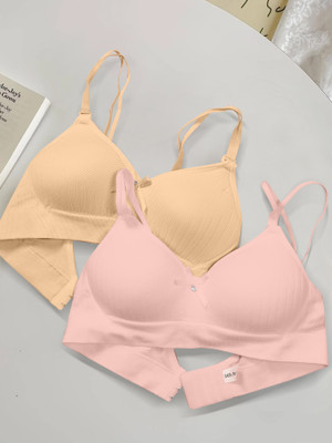 NAGARVEL CREATION J/309-SKN/PNK-P02-30 Women Push-up Lightly Padded Bra(Multicolor)
