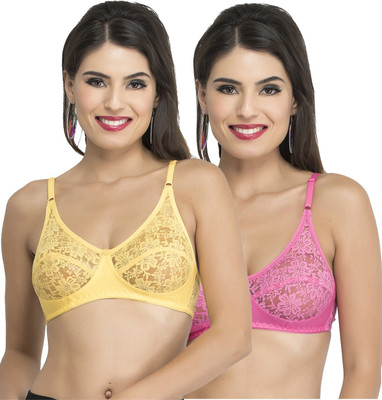 Docare Diamond Women Bralette Non Padded Bra(Pink, Yellow)
