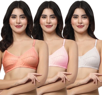 LILY egatniv Women Everyday Non Padded Bra(Orange, Pink, White)