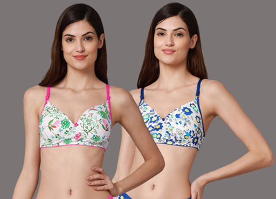 Beach Curve B-Riopd Bra Women Minimizer Lightly Padded Bra(Pink, Blue)